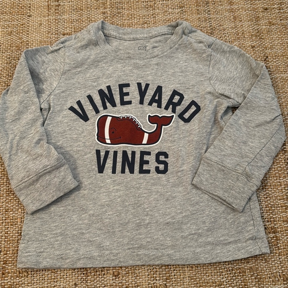 Vineyard Vines Grey Football Long Sleeve Shirt 2T